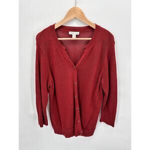 COLDWATER CREEK Rust Red Button Down Cardigan // 1X